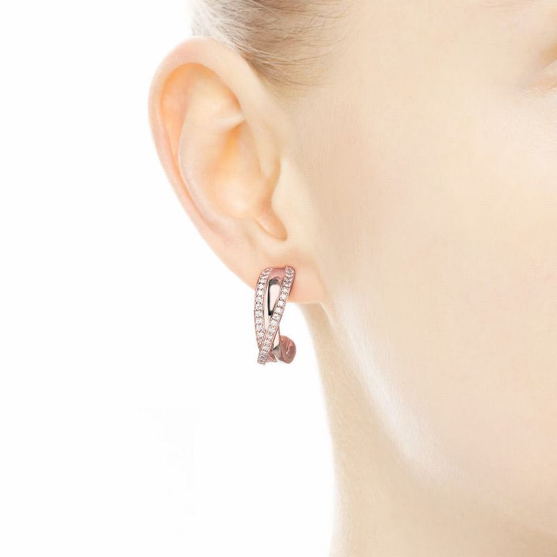 Pandora Rose™ Entwined Hoop Earrings - Pandora Rose/Cubic Zirconia - Canada | KN3550MZ